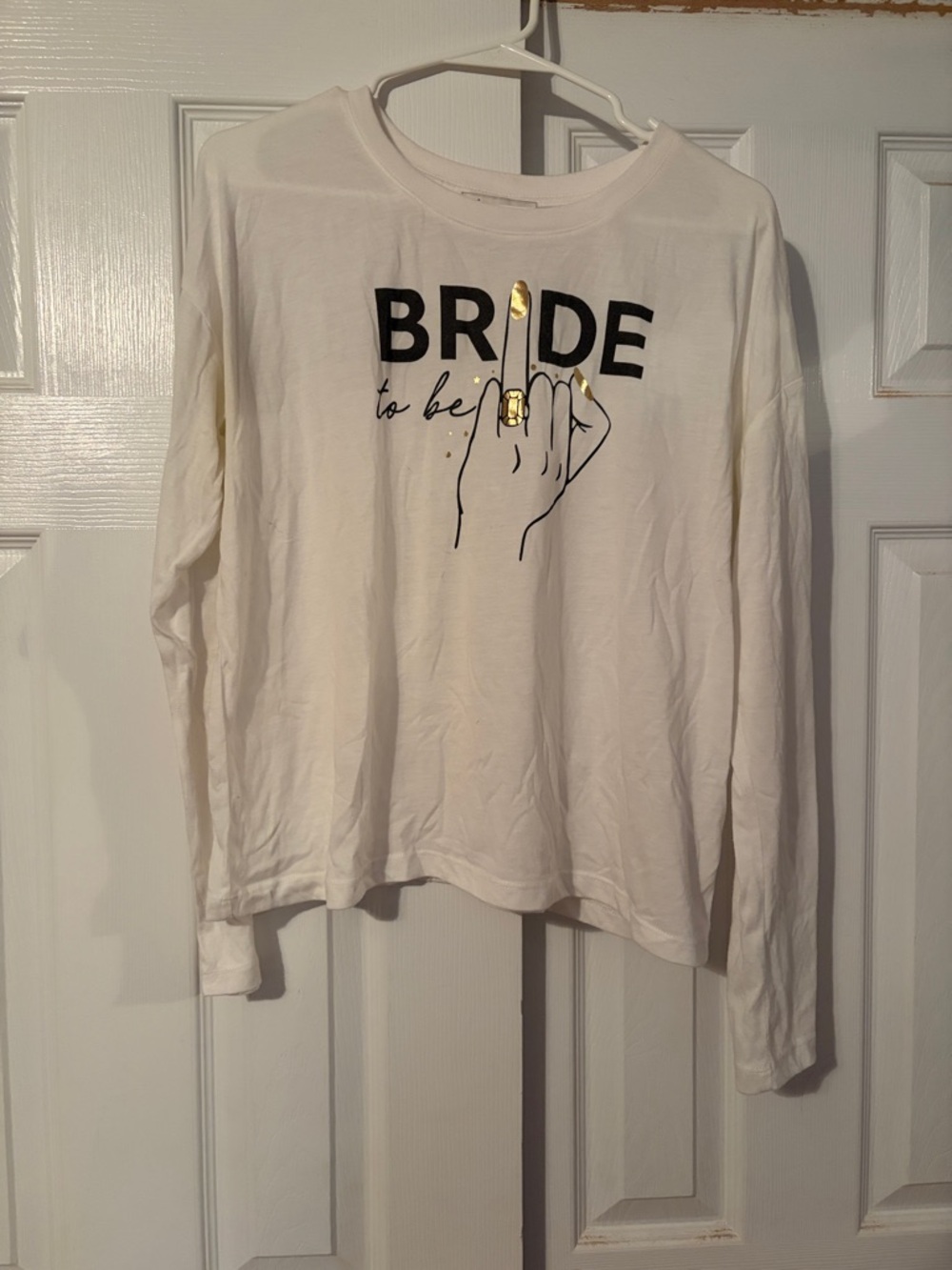 Bride To Be Gold Accent Long Sleeve Tee - White